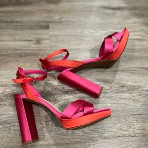 Dual-Tone Satin Platform Heel